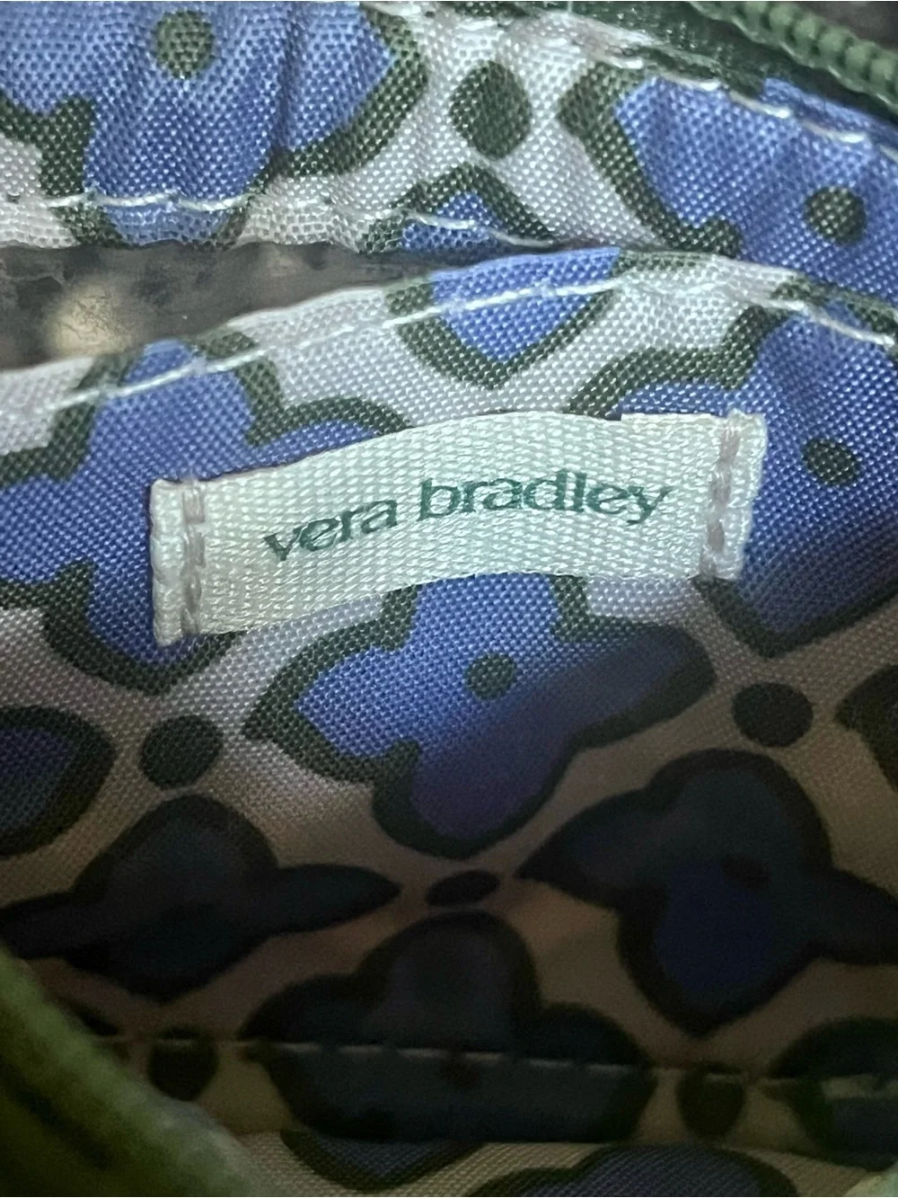 Vera Bradley Zip ID case in Pearlized Cedar Green